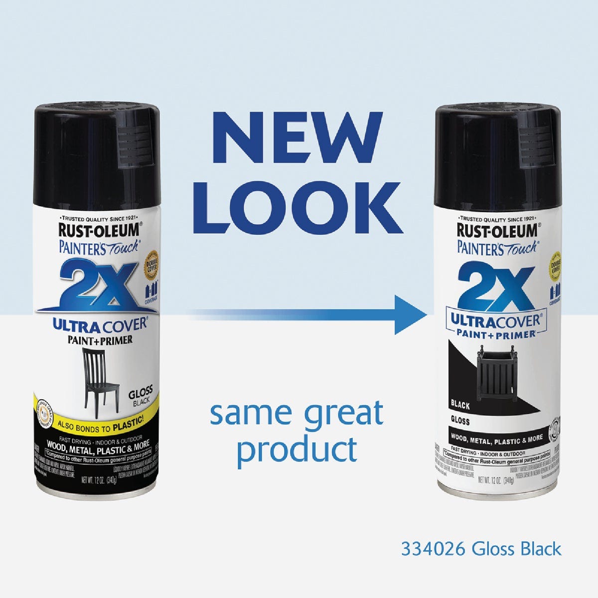 Rust-Oleum Painter's Touch 2X Ultra Cover 12 Oz. Gloss Paint + Primer Spray Paint, Black - photo 3