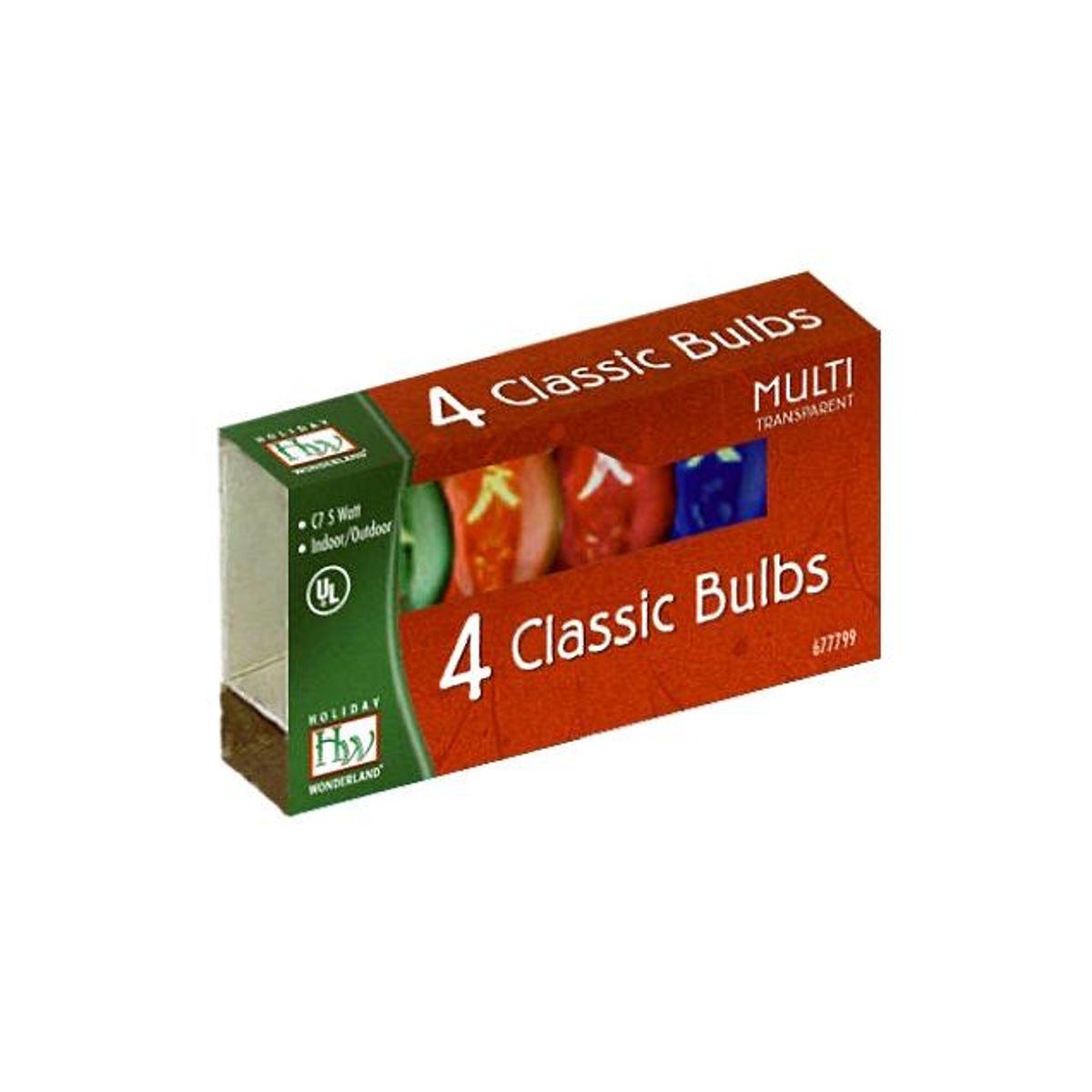 Holiday Wonderland C7 Multi-Color Transparent Christmas Lights Replacement Bulb (4-Pack)