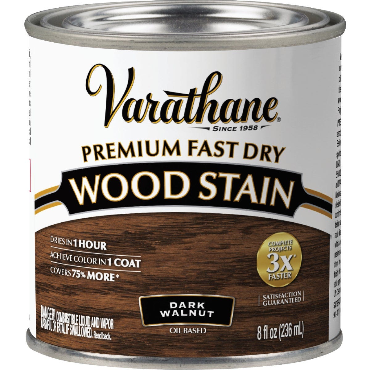 Varathane Fast Dry Dark Walnut Urethane Modified Alkyd Interior Wood Stain, 1/2 Pt. - photo 2