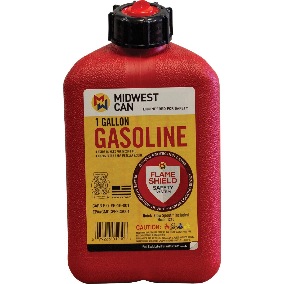 Midwest Can 1 Gal. Plastic Auto Shut-Off Gasoline Fuel Can, Red - photo 2
