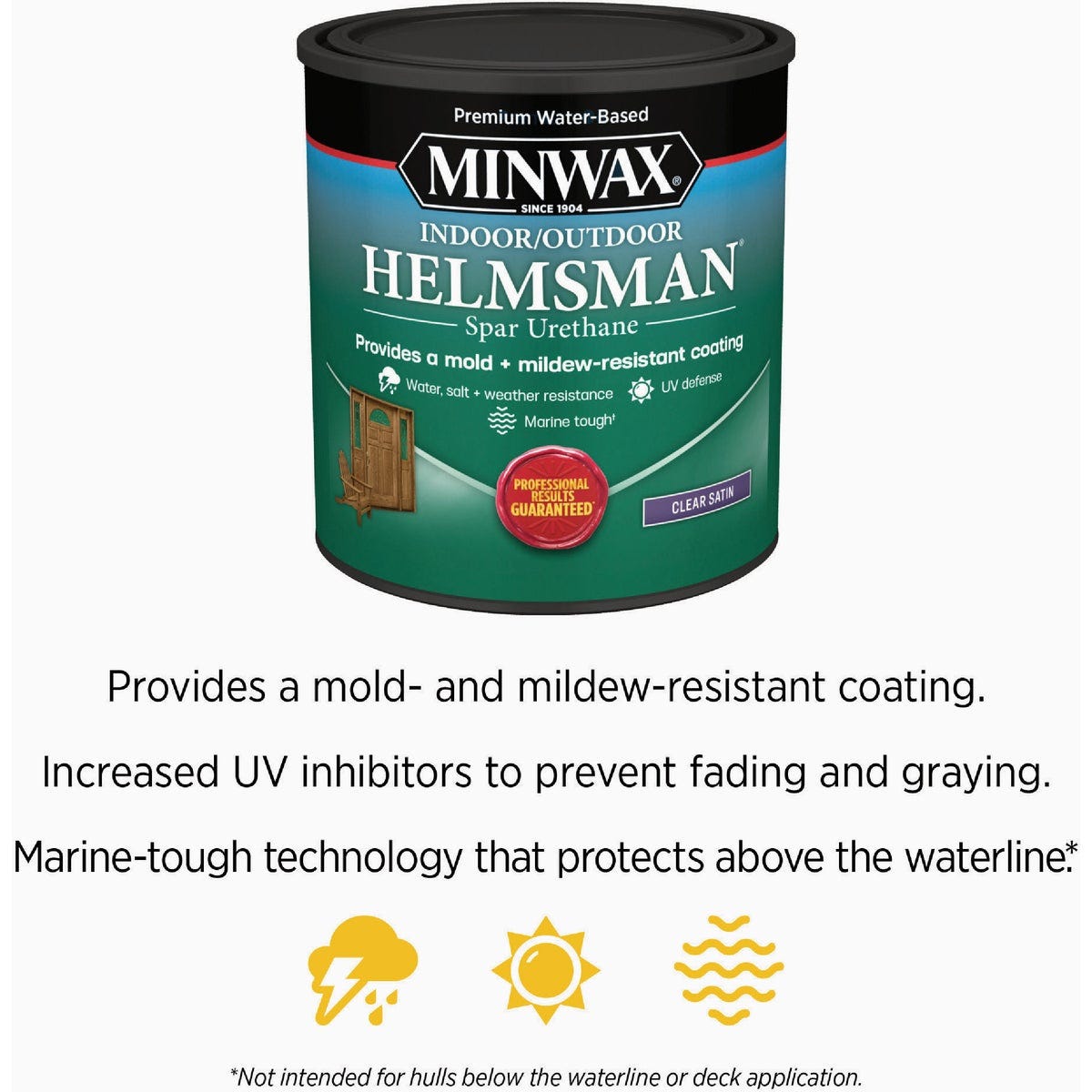 Minwax Water Based Helmsman Indoor/Outdoor Satin Clear Spar Urethane, 1 Qt. - photo 4