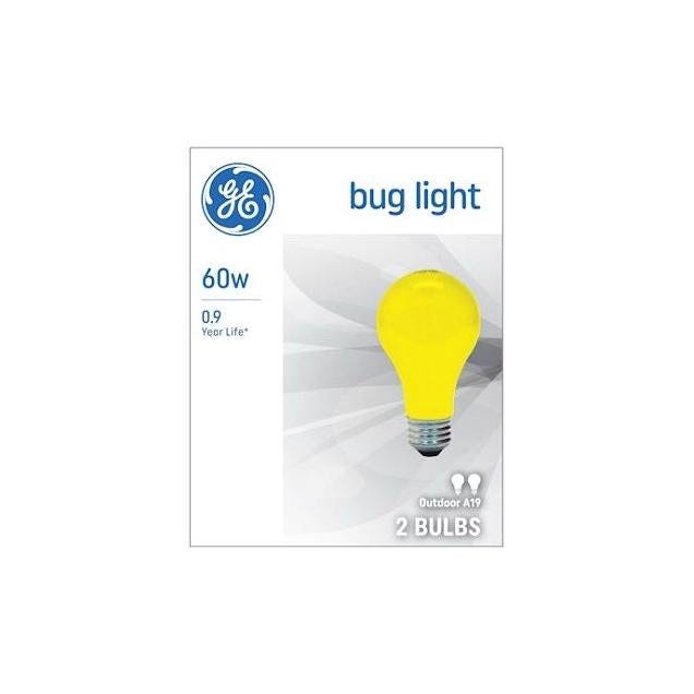 GE 60W A19 Medium Base Yellow LED Bug Light Bulb (2-Pack)