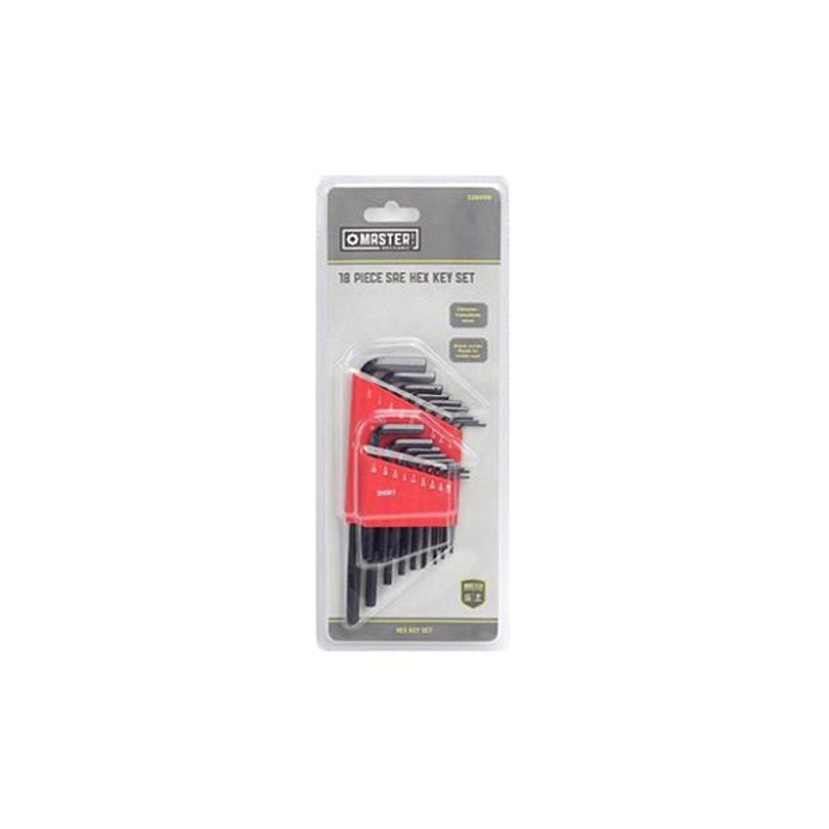 18-Piece SAE Hex-L Key Set with Short & Long Arm