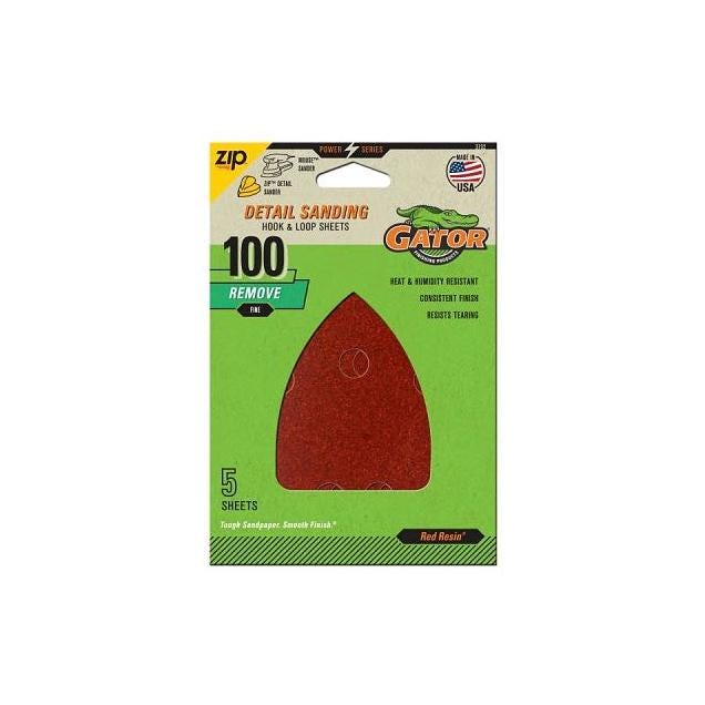 Gator 3-1/2 In. x 5 In. 100 Grit Aluminum Oxide Detail Sanding Sheets (5-Pack)