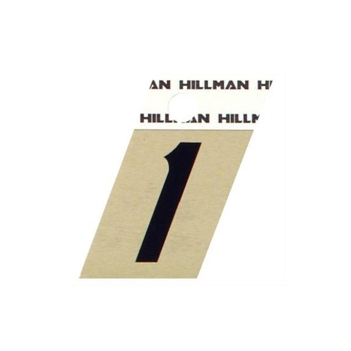 Hillman 1-1/2 In. Aluminum Black & Gold Adhesive Angle-Cut Number, 1 Hillman 1-1/2 In. Aluminum Black & Gold Adhesive Angle-Cut Number, 1