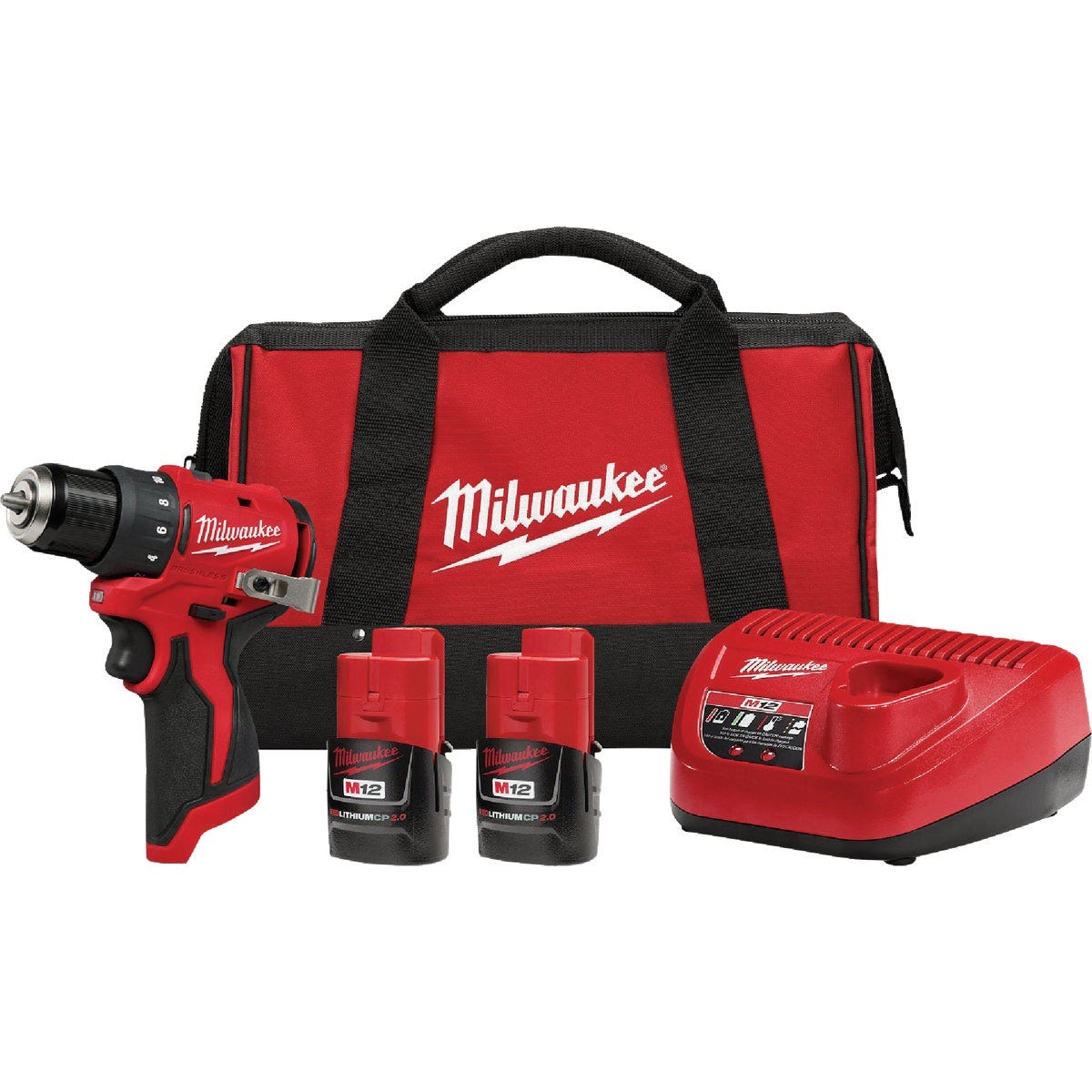 Milwaukee M12 Brushless 3/8 In. Subcompact Cordless Impact Drill/Driver Kit with (2) Batteries & Charger