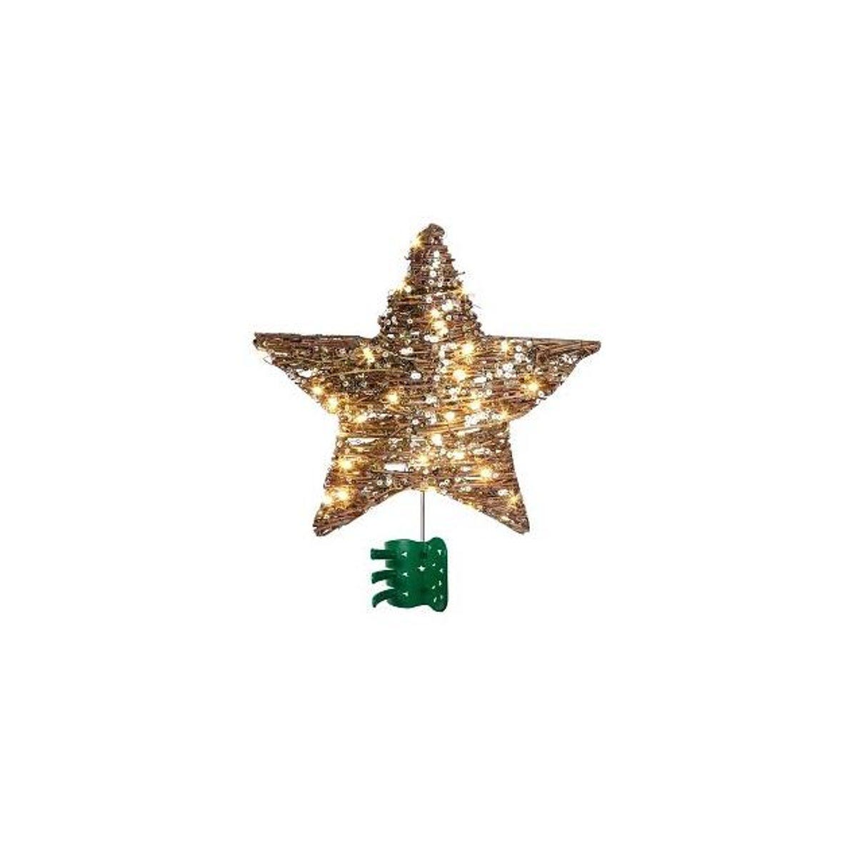 Sylvania 13 In. 40-Bulb Warm White LED Micro Lights Lighted Rattan Star Tree Topper