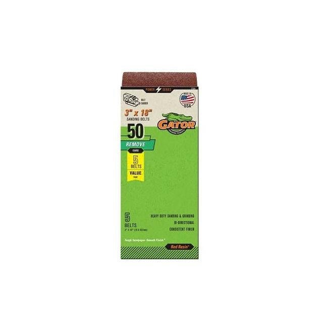 Gator 3 In. x 18 In. 50-Grit Aluminum Oxide Sanding Belt (5-Pack) Gator 3 In. x 18 In. 50-Grit Aluminum Oxide Sanding Belt (5-Pack)