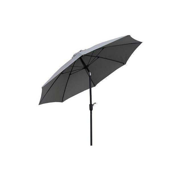 Four Seasons Courtyard 9 Ft. Aluminum Tilt/Crank Gray Canopy Patio Umbrella Four Seasons Courtyard 9 Ft. Aluminum Tilt/Crank Gray Canopy Patio Umbrella