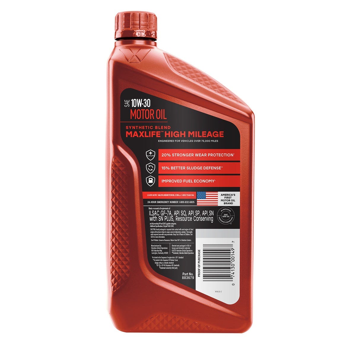 Valvoline 1 Qt. SAE 10W-30 MaxLife High Mileage Synthetic Blend Motor Oil - photo 2