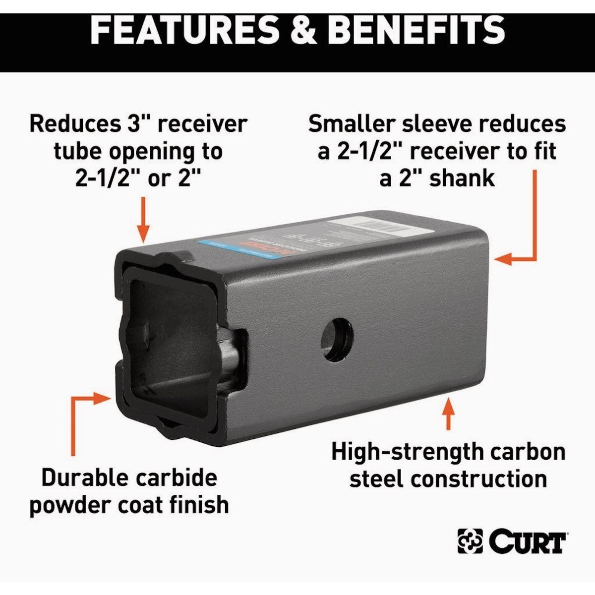 CURT Reducer Sleeve Set (3 In. to 2-1/2 In. to 2 In. Shanks, 2 Pieces) Towing Draw Bar - photo 4 CURT Reducer Sleeve Set (3 In. to 2-1/2 In. to 2 In. Shanks, 2 Pieces) Towing Draw Bar - photo 4