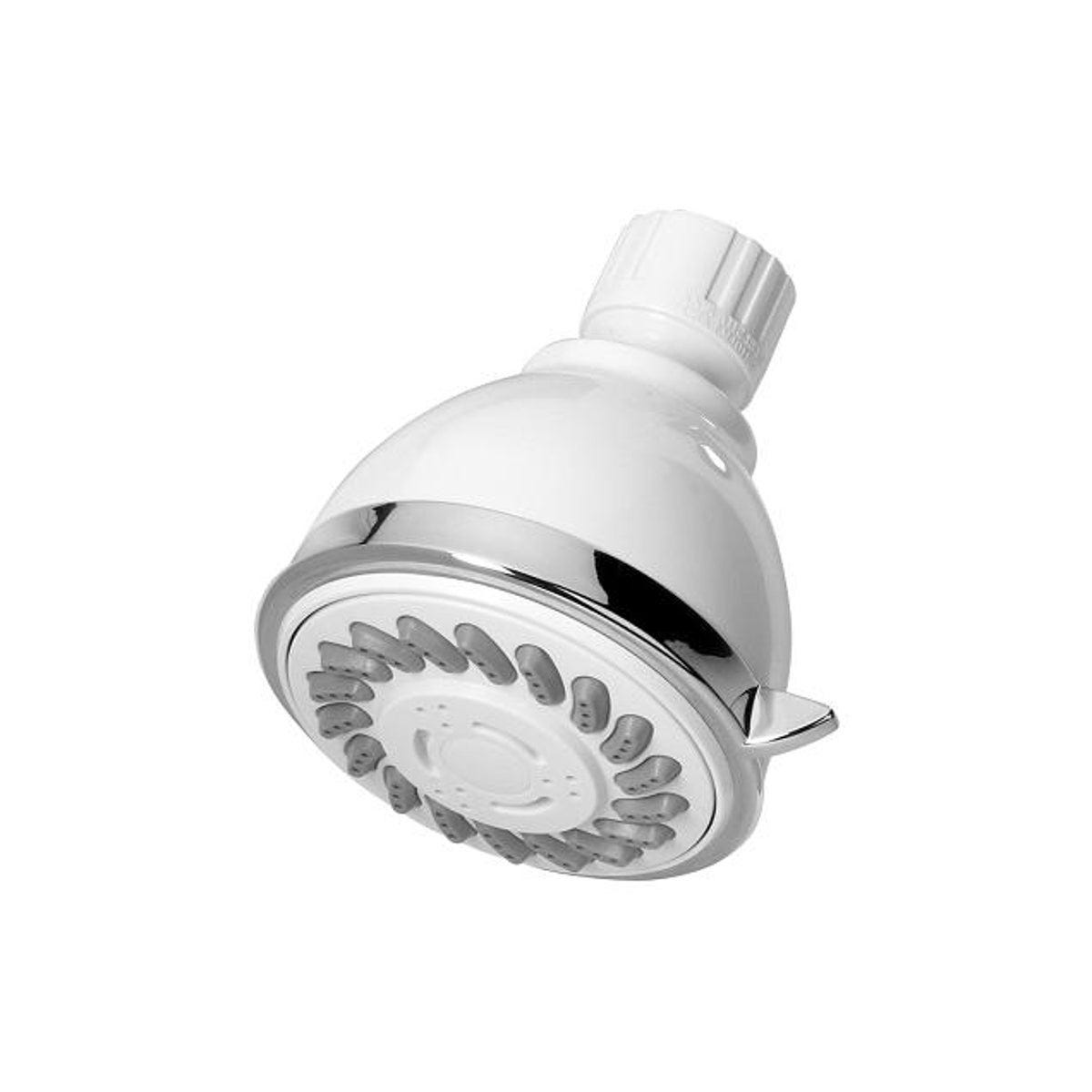 HomePointe 3-Settings Fixed Mount Shower Head, White Plastic