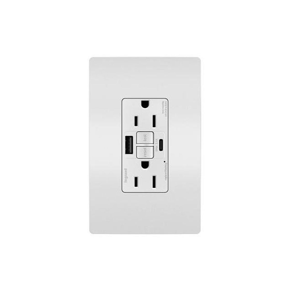 Legrand Pass & Seymour Radiant 15A White Tamper-Resistant Self-Test GFCI USB Type-A/C Outlet - photo 4