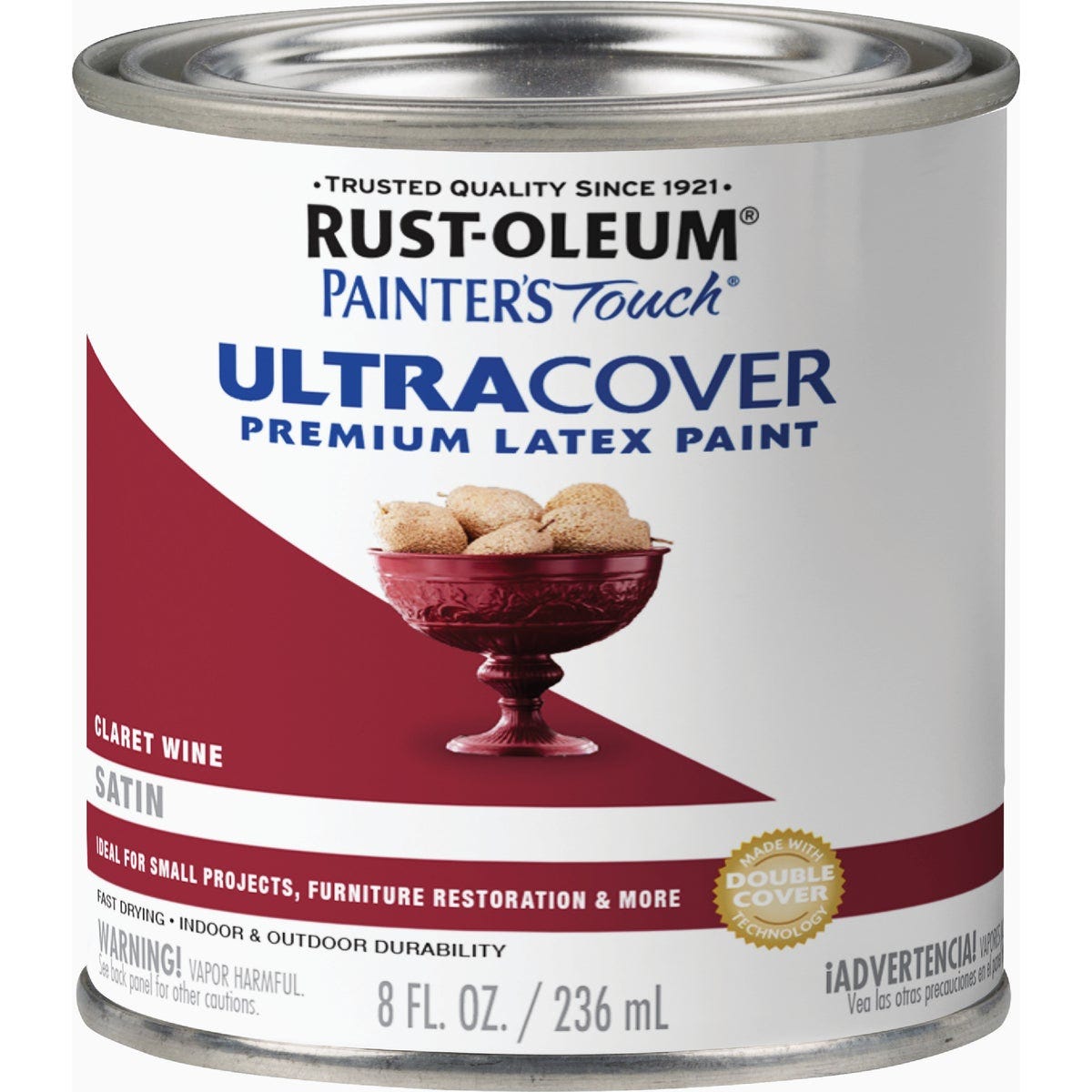 Rust-Oleum Painter's Touch Ultra Cover Premium Latex Paint, Satin Claret Wine, Half Pint - photo 6