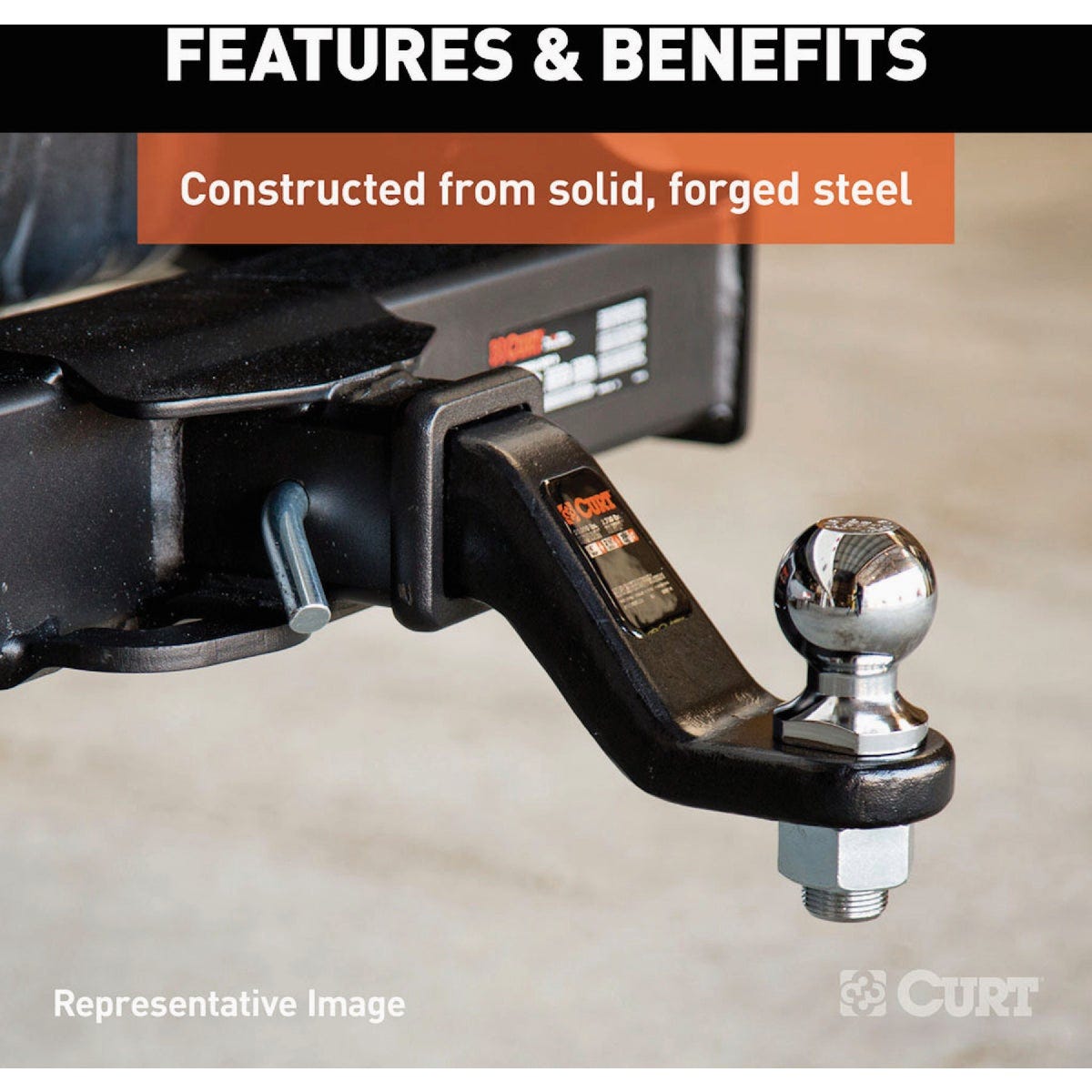CURT 20000 Lb. 4 In. Drop 2-1/2 In. Rise 1-1/4 In Hole Commercial-Duty Trailer Hitch Ball Mount fits 2-1/2 In. Receiver - photo 4