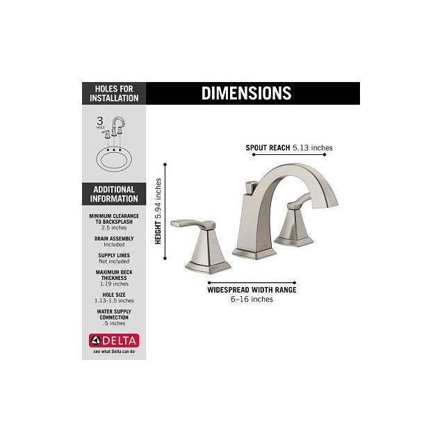 Delta Flynn Stainless 2-Handle Widespread Bathroom Faucet - photo 4 Delta Flynn Stainless 2-Handle Widespread Bathroom Faucet - photo 4