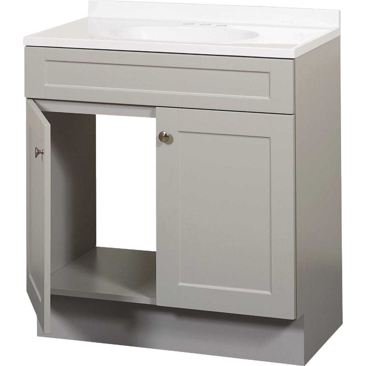Zenith Zenna Home Cool Gray 30 In. W x 35 In. H x 18 In. D Shaker Vanity with White Cultured Marble Top - photo 2