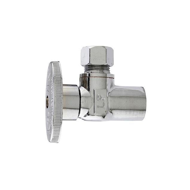 1/2 In. Copper Sweat x 3/8 In. O.D. Compression 1/4-Turn Chrome Angle Supply Stop Valve