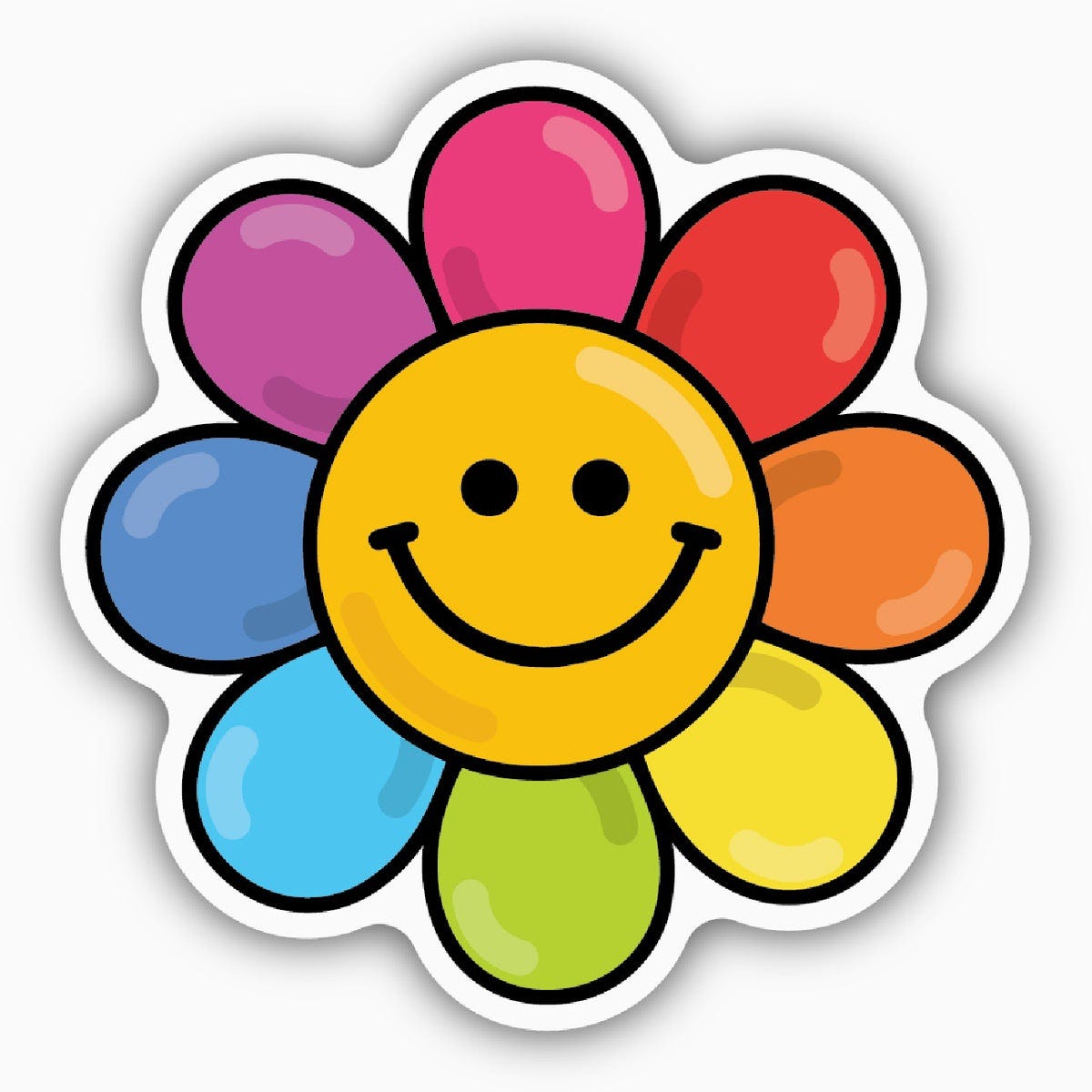 Stickers Northwest Rainbow Flower Smiley Face- Stickers Northwest Rainbow Flower Smiley Face-