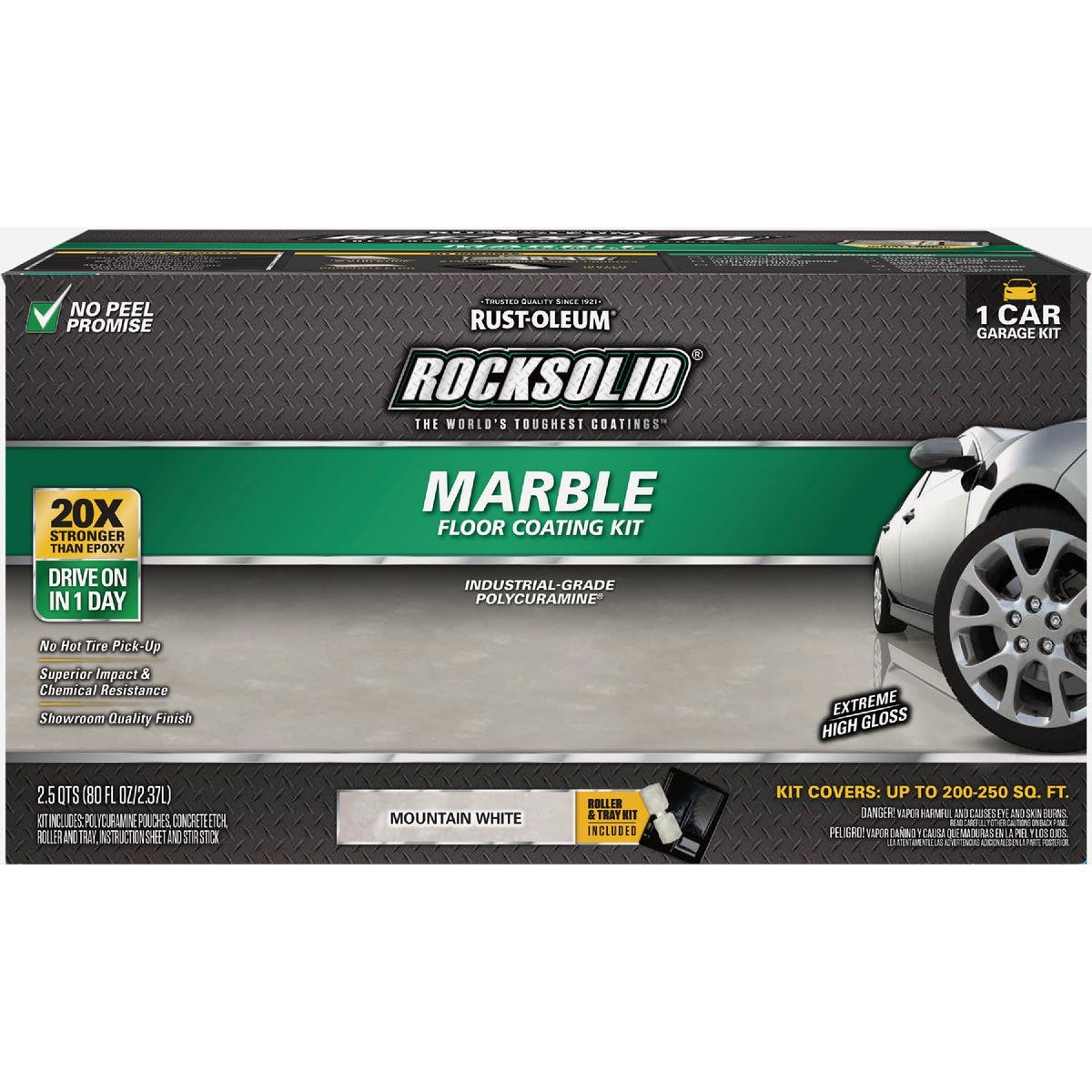Rust-Oleum RockSolid Marble Floor Coating, Mountain White, 1 Car Kit