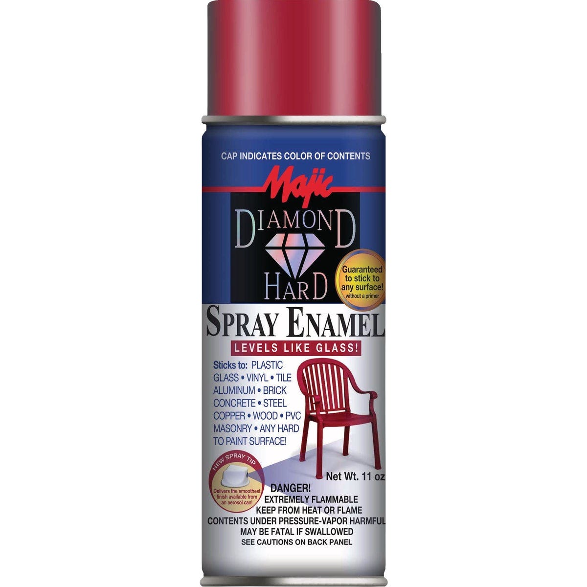 Majic Diamond Hard Aerosol Spray Enamel, Gloss Red, 12 Oz. - photo 2