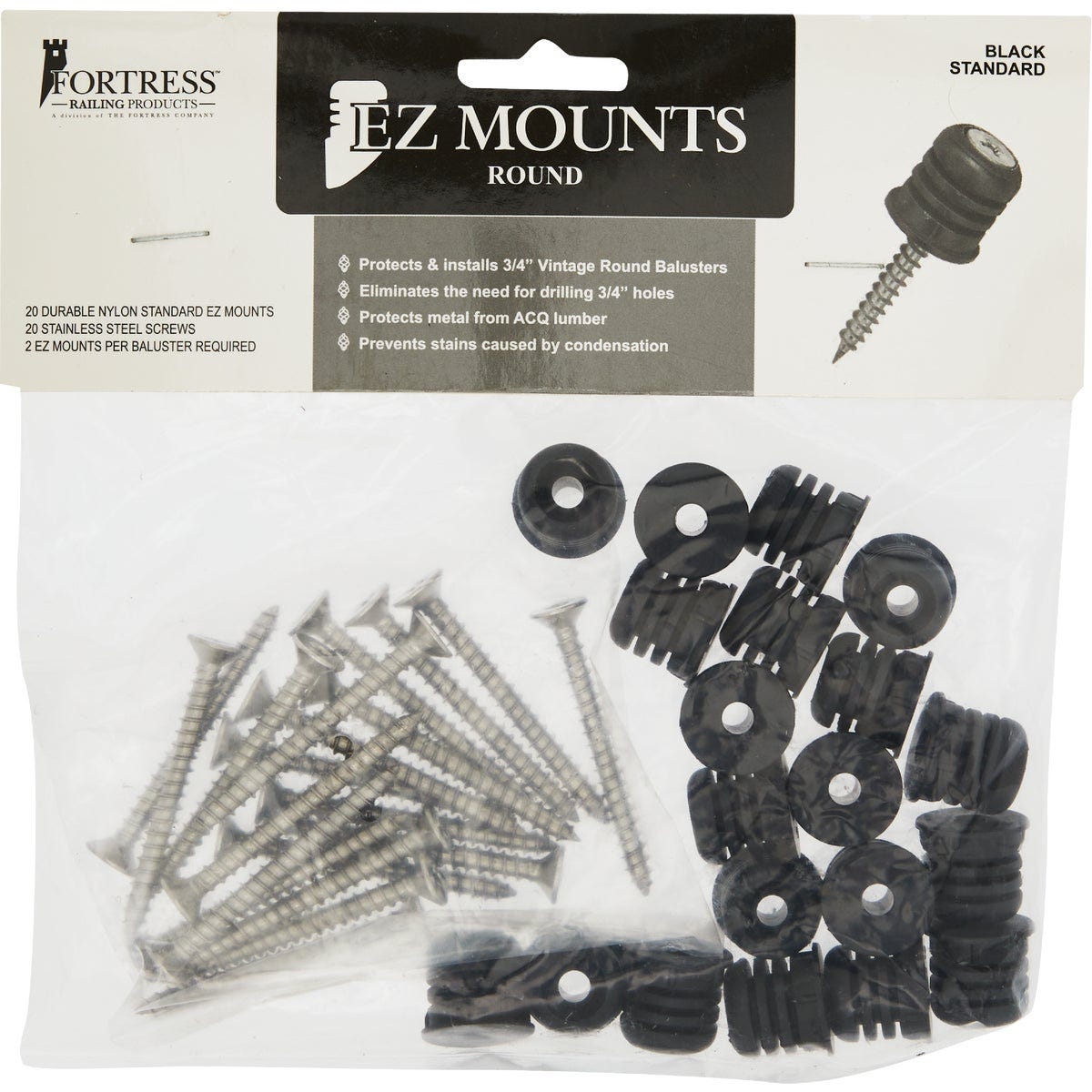 Fortress Building Products EZ Mount Plastic Level Baluster Connectors (20-Piece)