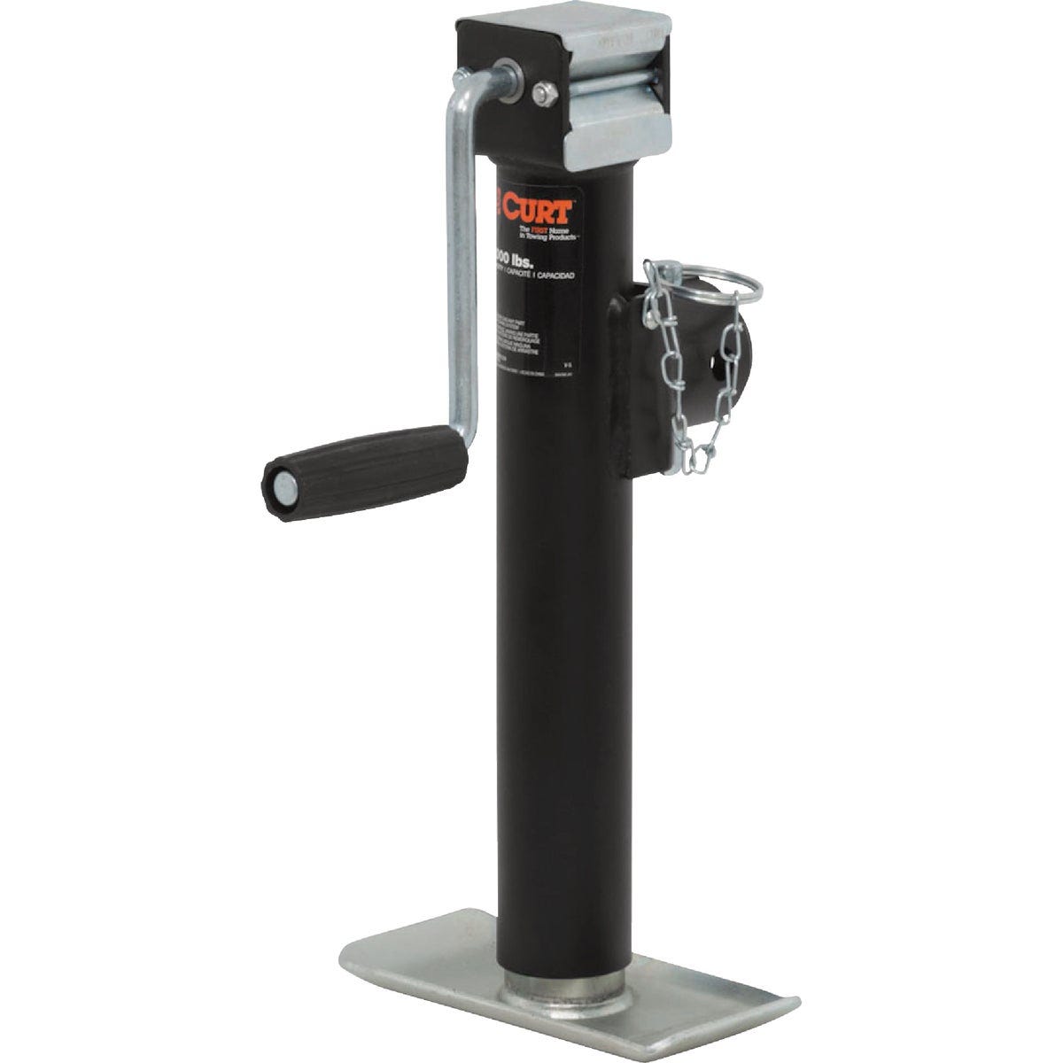 CURT 2000 Lb. Sidewind Pipe-Mount Swivel Trailer Jack, 10 In. Travel