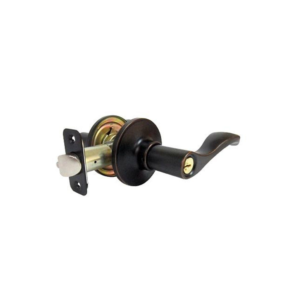 TruGuard Aged Bronze Reversible Naples Entry Door Lever Lockset
