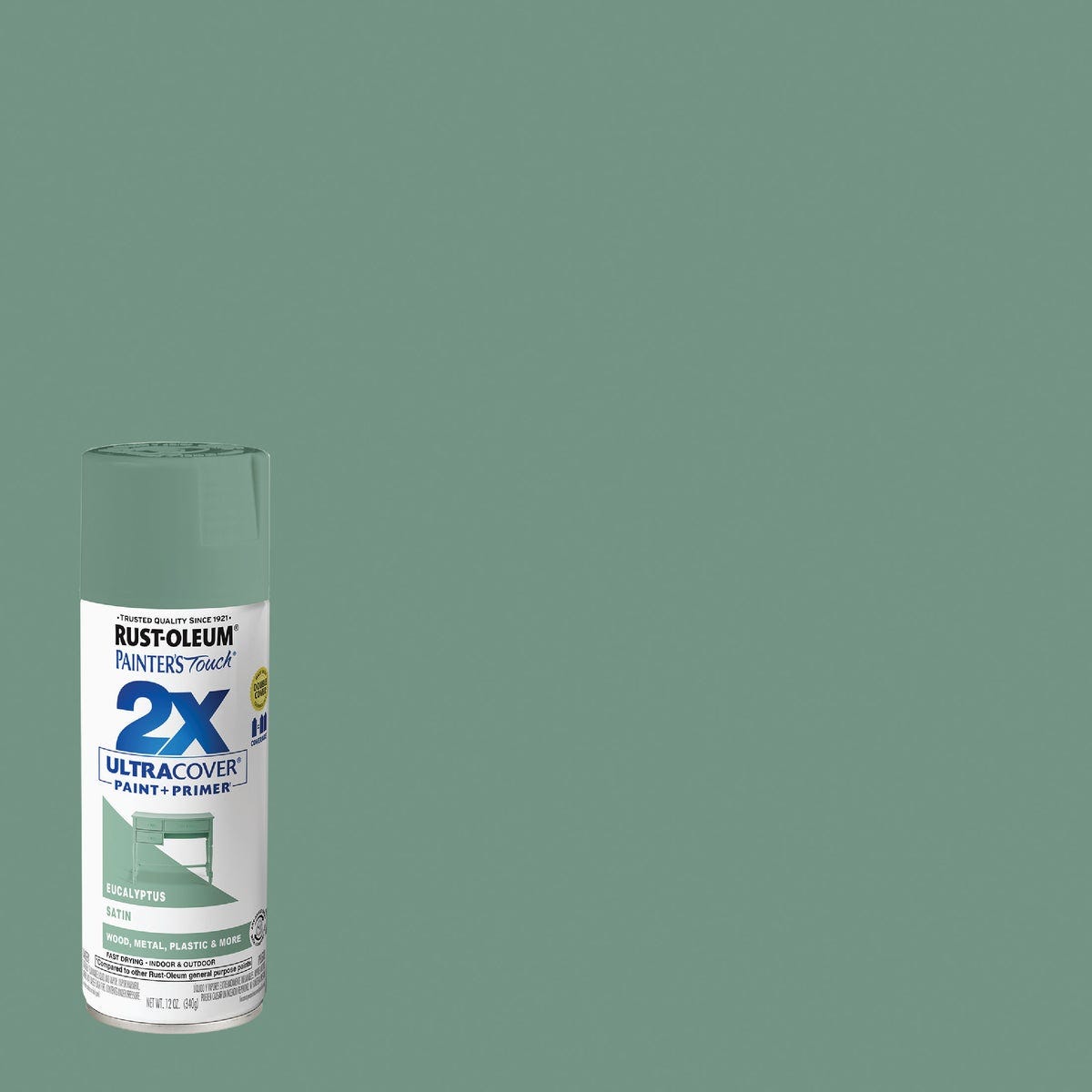 Rust-Oleum Painter's Touch 2X Ultra Cover 12 Oz. Eucalyptus Satin Spray Paint Rust-Oleum Painter's Touch 2X Ultra Cover 12 Oz. Eucalyptus Satin Spray Paint