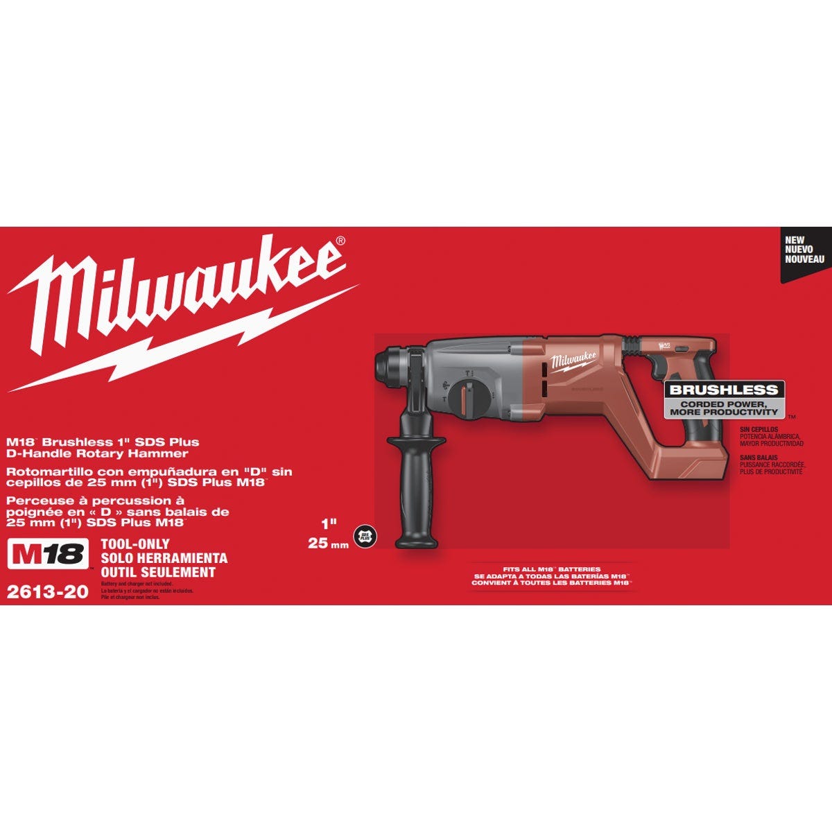 Milwaukee M18 Brushless 1 In. SDS-Plus D-Handle Cordless Rotary Hammer (Tool Only) - photo 2 Milwaukee M18 Brushless 1 In. SDS-Plus D-Handle Cordless Rotary Hammer (Tool Only) - photo 2