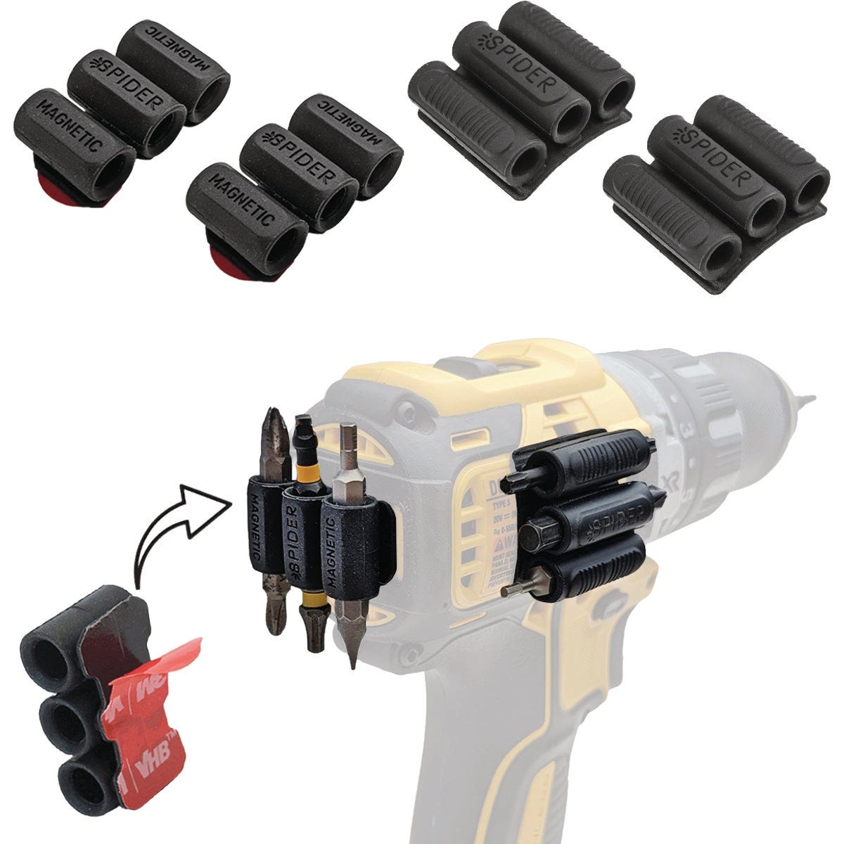 Spider Tool Holster Assorted BitGripper Pack (4-Piece)