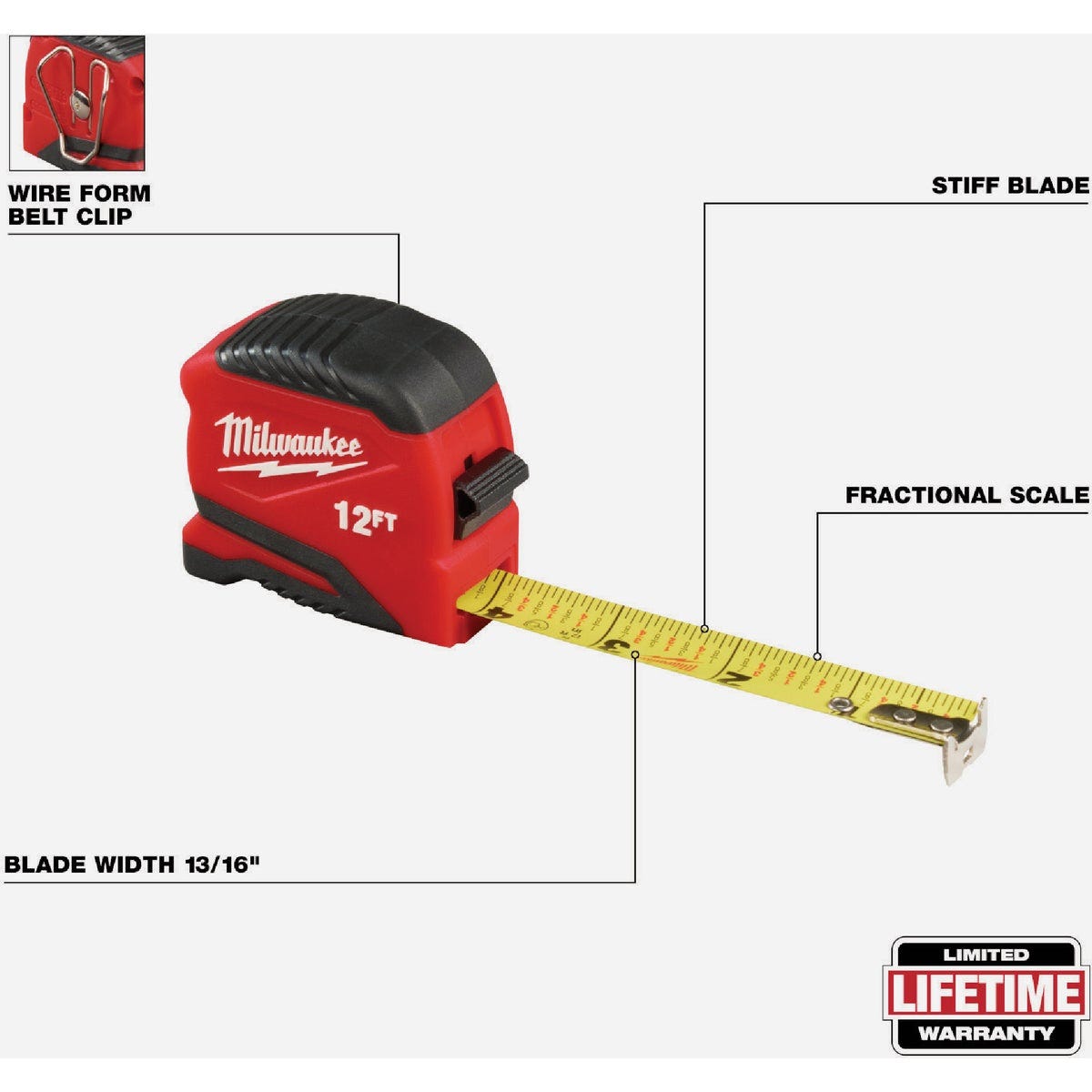 Milwaukee 12 Ft. Compact Tape Measure - photo 4 Milwaukee 12 Ft. Compact Tape Measure - photo 4