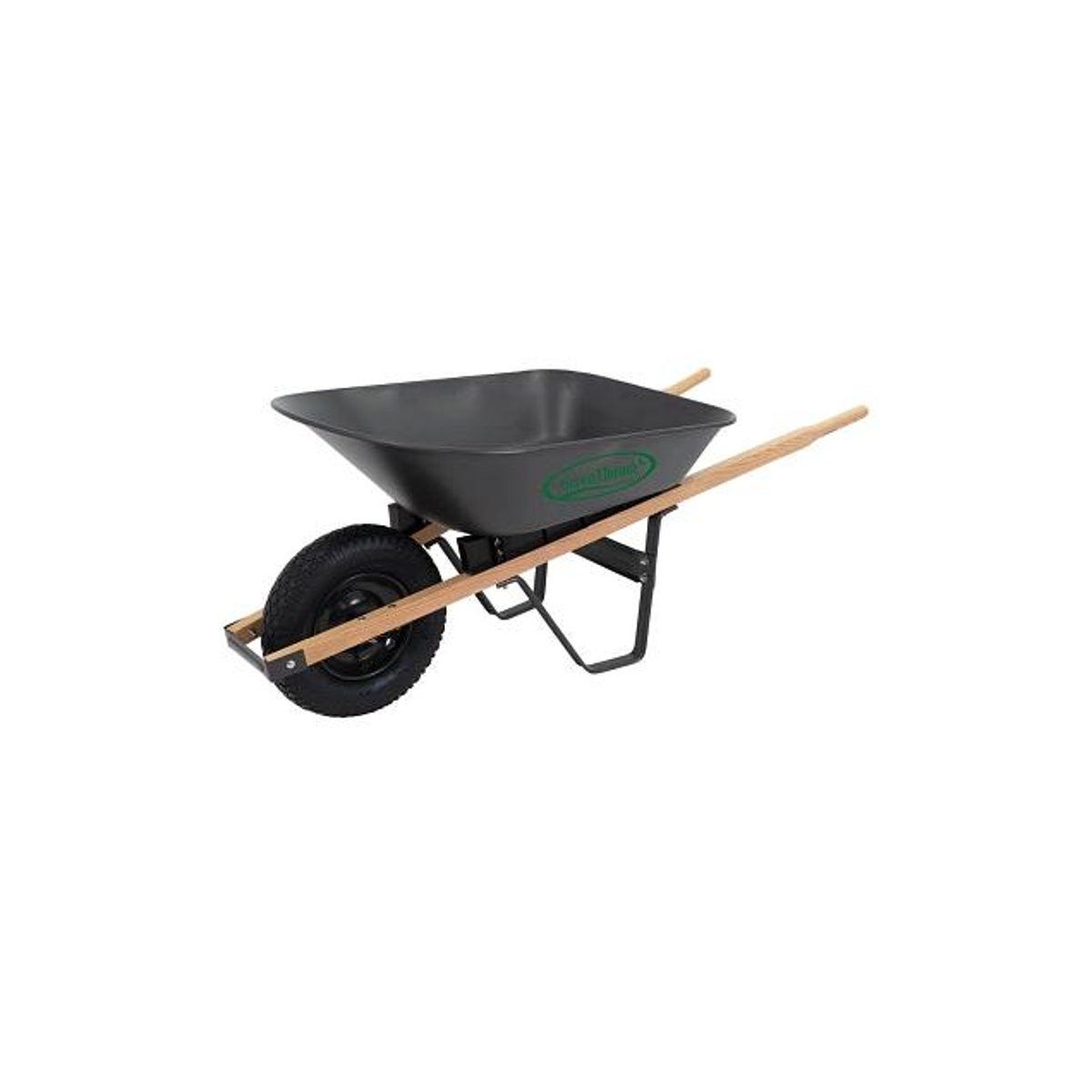 Medium-Duty 22-Gauge Steel Wheelbarrow with Wood Handles, 5 Cu. Ft.