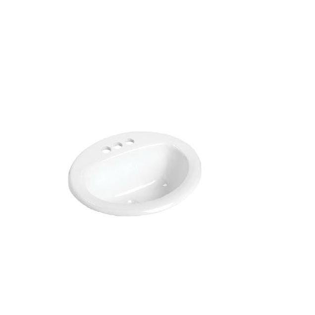 Mansfield 20 In. x 17-3/4 In. Oval Drop-In Lavatory Sink, White Mansfield 20 In. x 17-3/4 In. Oval Drop-In Lavatory Sink, White
