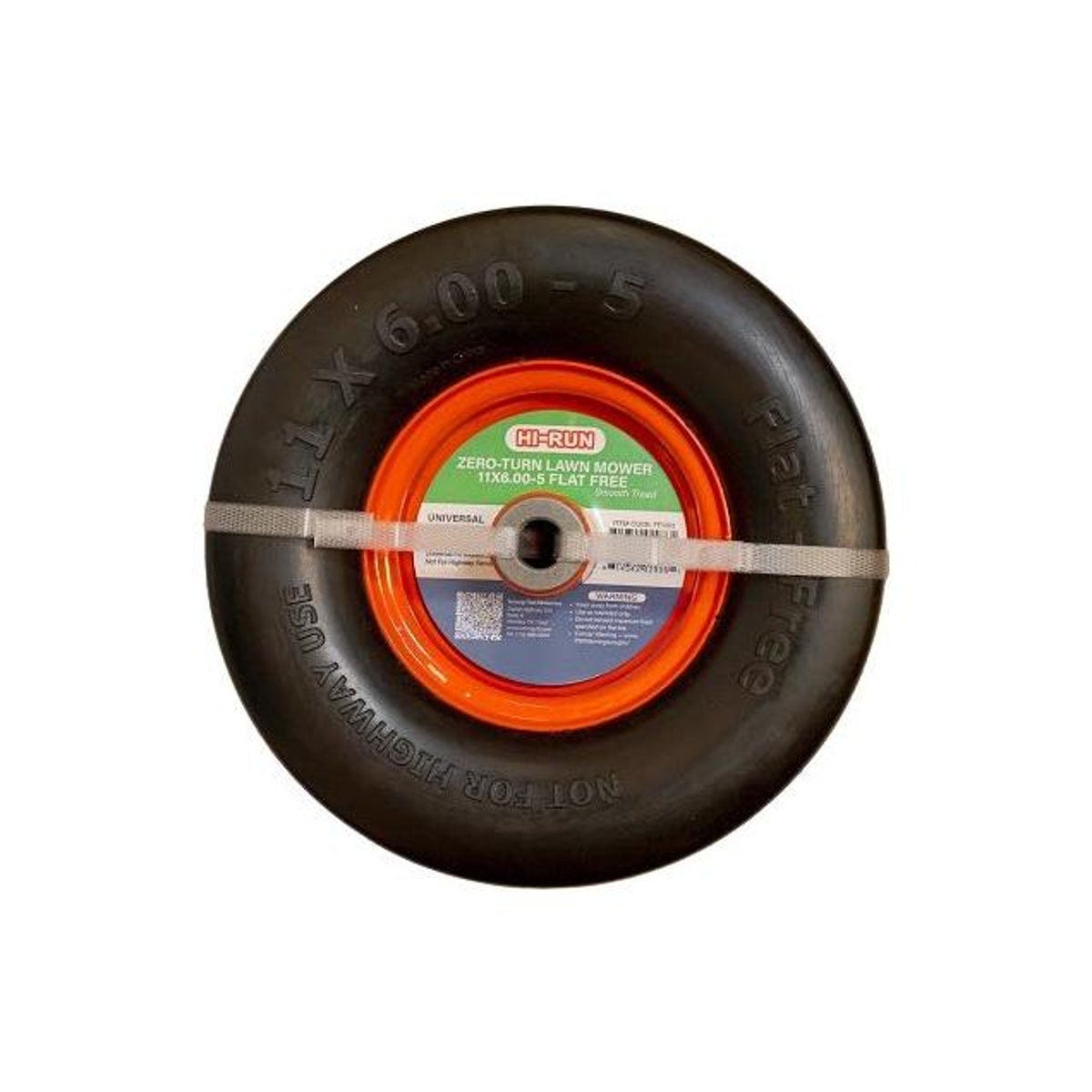 Hi-Run 11x6.00-5 ZT Flat Free Zero-Turn Lawn Mower Tire Assembly ...