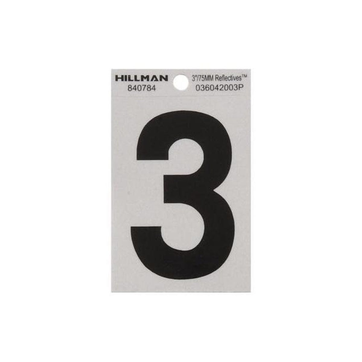 Hillman 3 In. Vinyl Black & Silver Adhesive Number, 3 Hillman 3 In. Vinyl Black & Silver Adhesive Number, 3