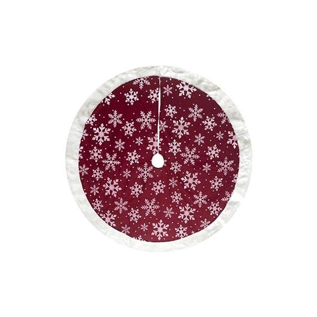 Dyno 48 In. Red Snowflake Print Velvet Tree Skirt