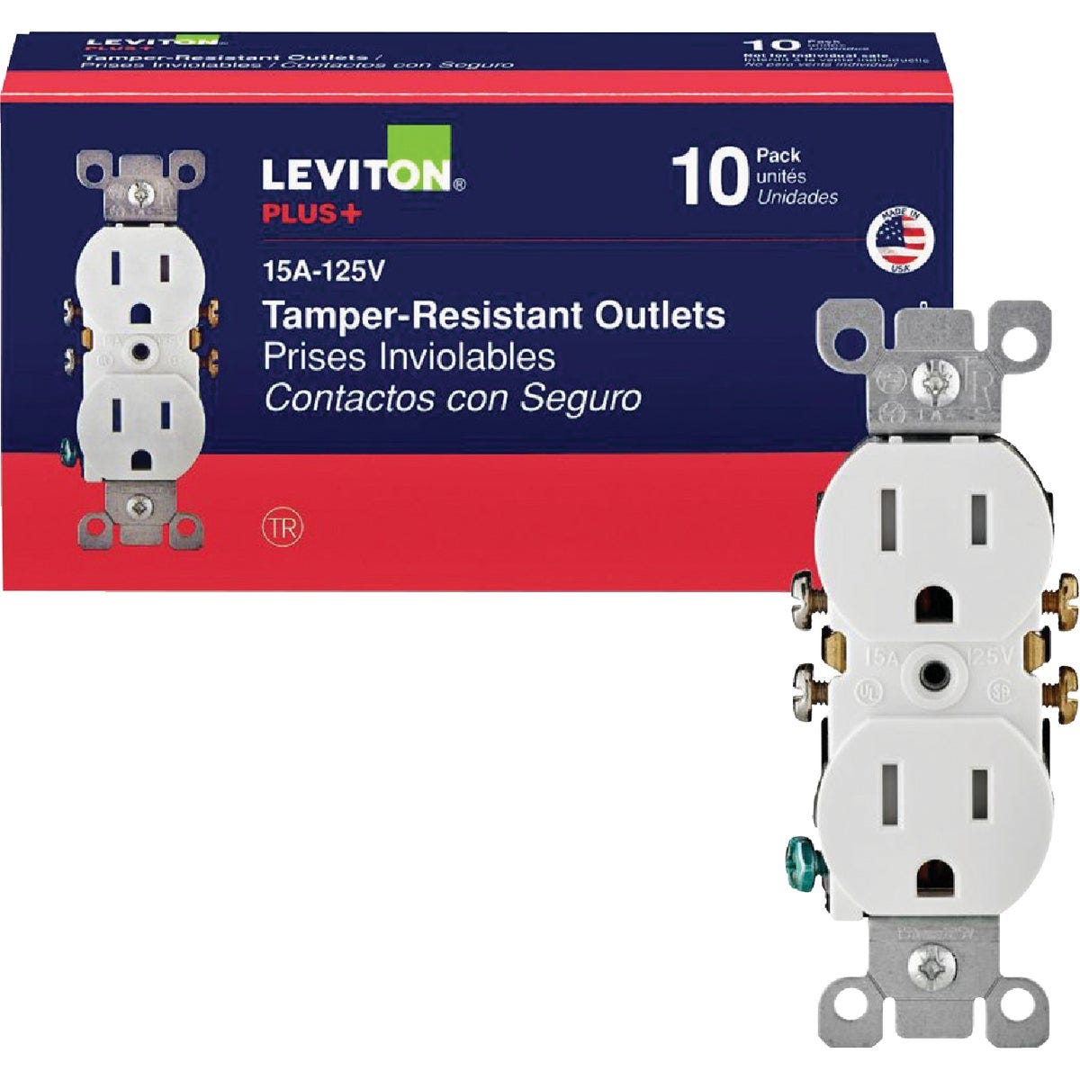 Leviton 15A White Tamper Resistant 5-15R Duplex Outlet (10-Pack) Leviton 15A White Tamper Resistant 5-15R Duplex Outlet (10-Pack)