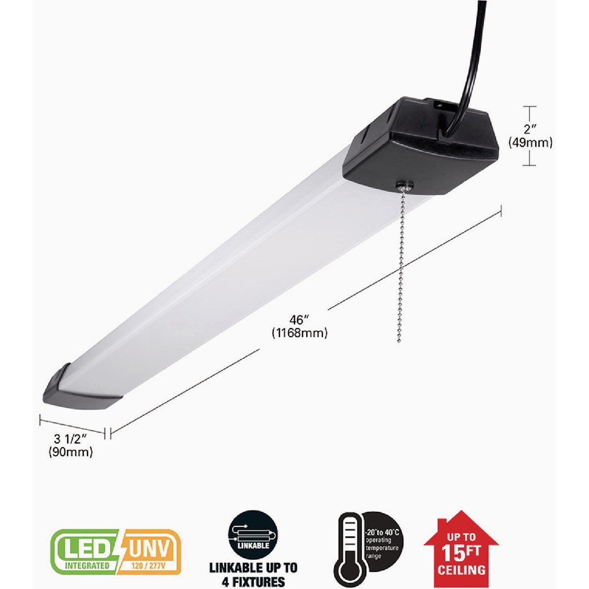 Metalux 46 In. 128W Equivalent 10,000 Lm. LED Shop Light - photo 3 Metalux 46 In. 128W Equivalent 10,000 Lm. LED Shop Light - photo 3