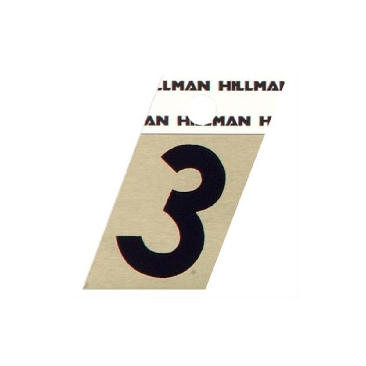 Hillman 1-1/2 In. Aluminum Black & Gold Adhesive Angle-Cut Number, 3 Hillman 1-1/2 In. Aluminum Black & Gold Adhesive Angle-Cut Number, 3