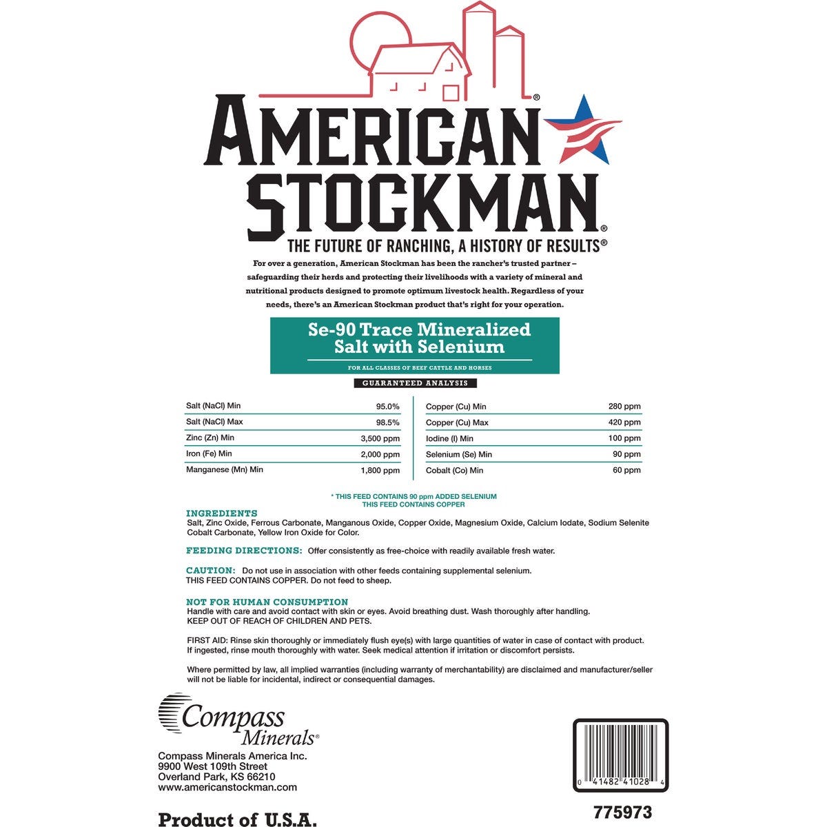 American Stockman 50 Lb. Selenium-90 Trace Mineralized Salt - photo 2