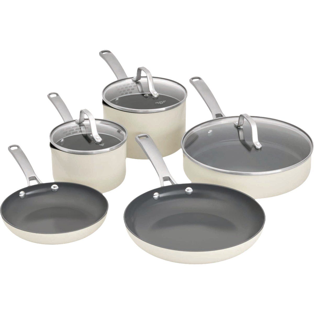 Calphalon Ceramic Nonstick Cookware Set, Flour (8-Piece)