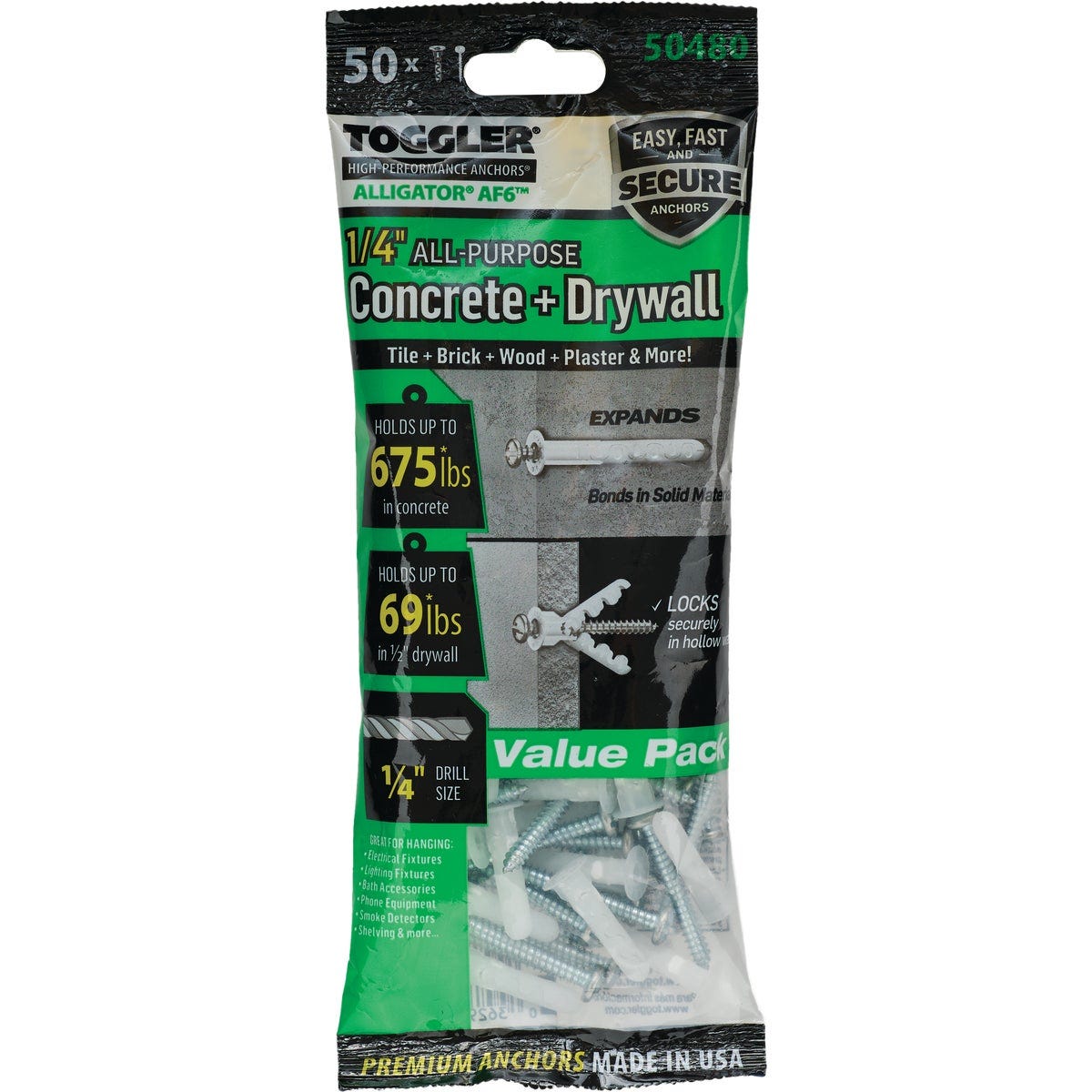 Toggler Alligator #10 x 1-1/2 In. Concrete & Drywall Anchors (6-Count) Clip Strip - photo 2