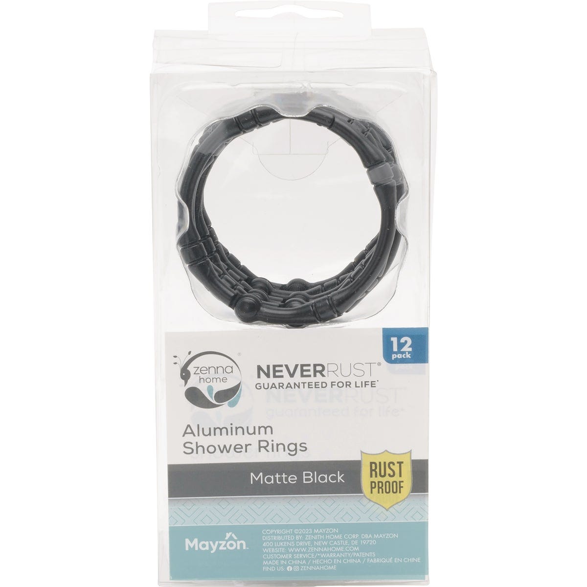 Zenna Home Rustproof Matte Black Shower Curtain Rings (12-Count) - photo 2 Zenna Home Rustproof Matte Black Shower Curtain Rings (12-Count) - photo 2