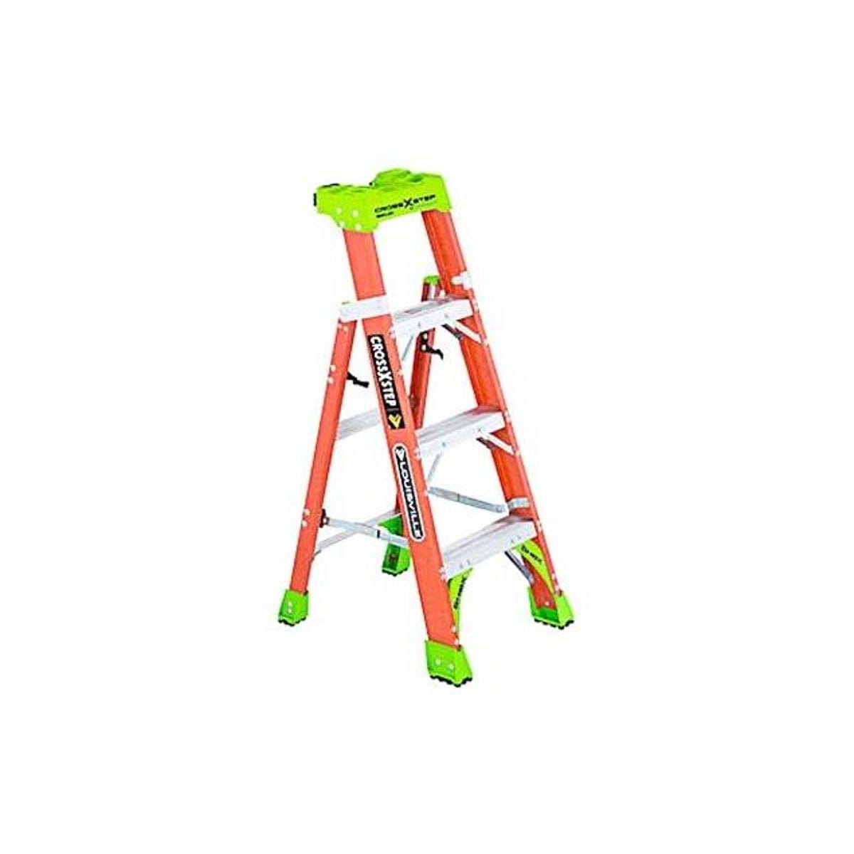 Louisville 4 Ft. 2-In-1 Cross Fiberglass Step Ladder with 300 Lb. Load Capacity Type 1A Duty Rating