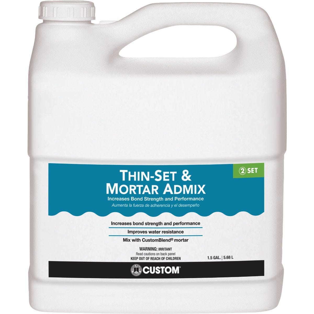 Custom 1-1/2 Gal. Acrylic Thinset Mortar & Grout Additive Custom 1-1/2 Gal. Acrylic Thinset Mortar & Grout Additive