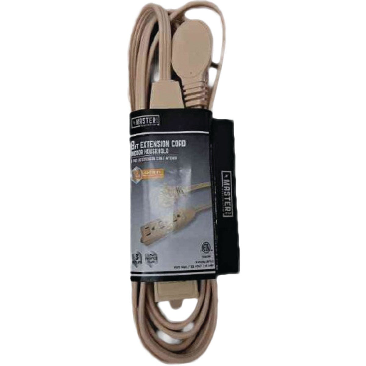 Master Electrician 8 Ft. 16/3 Flat Plug Tan Extension Cord Master Electrician 8 Ft. 16/3 Flat Plug Tan Extension Cord