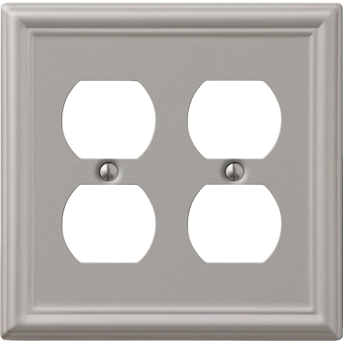 Amerelle Chelsea 2-Gang Brushed Nickel Steel Duplex Wall Plate - photo 2