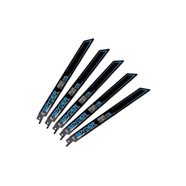 Spyder 9 In. 10/14 TPI Nail-Embedded Wood Bi-Metal Reciprocating Saw Blades (5-Pack)