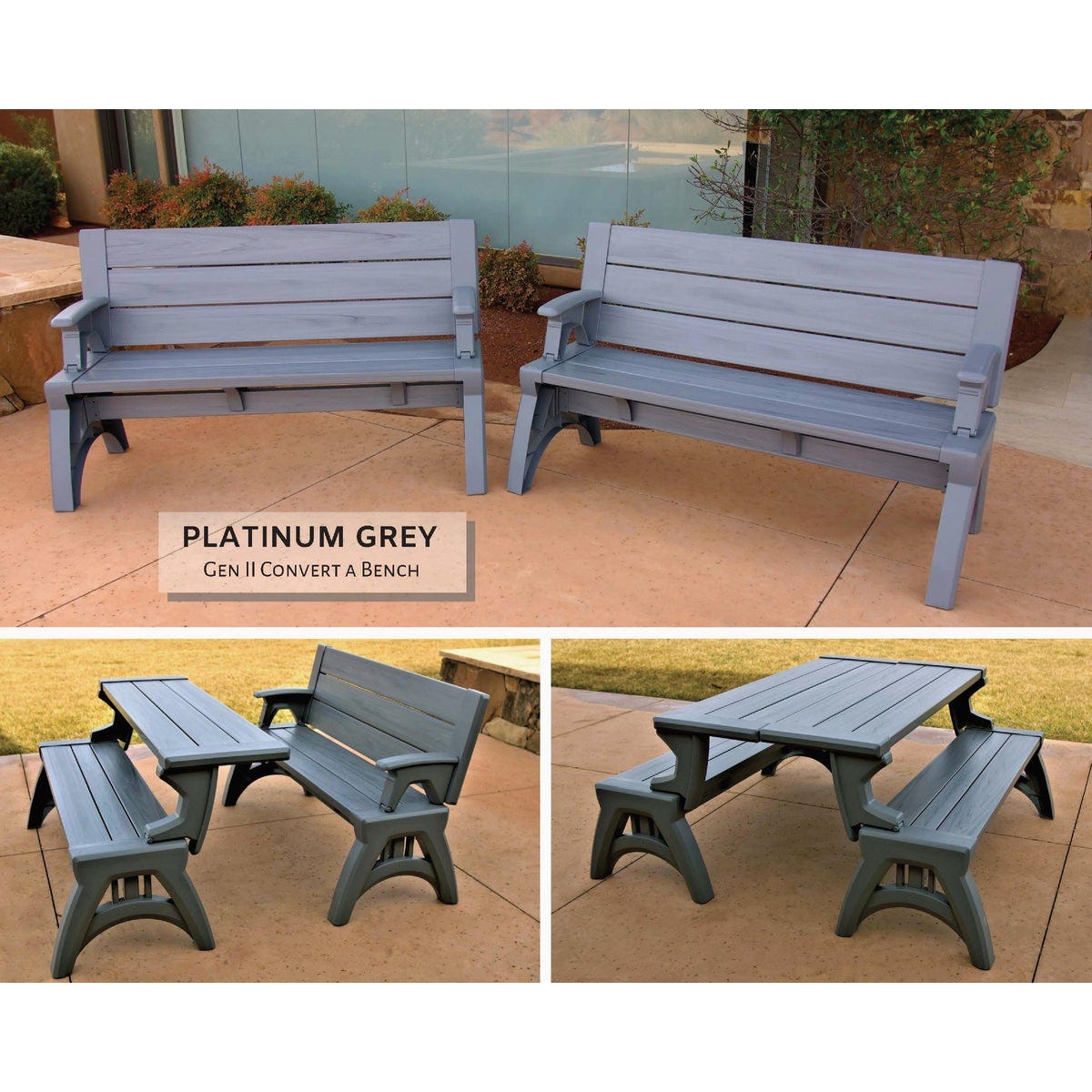 Convert A Bench 58 In. L Gen 2 XL Platinum Gray Foldable Bench - photo 6 Convert A Bench 58 In. L Gen 2 XL Platinum Gray Foldable Bench - photo 6